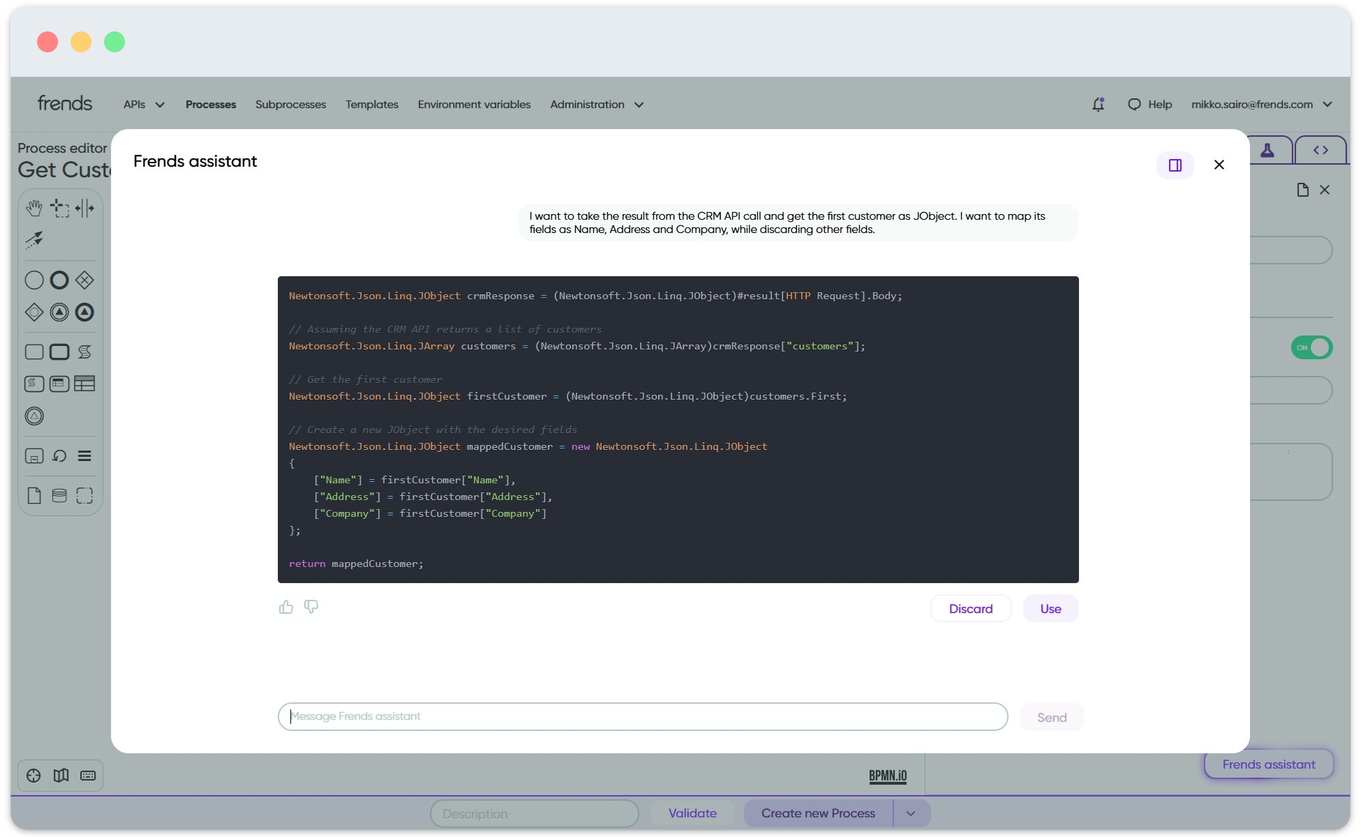 Image showing the AI Code Generator in action.