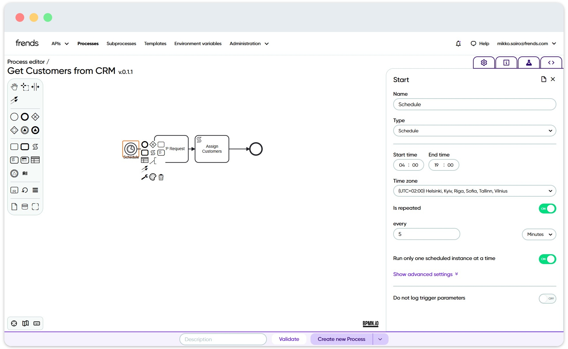 Schedule trigger is used to run process according to date and time.