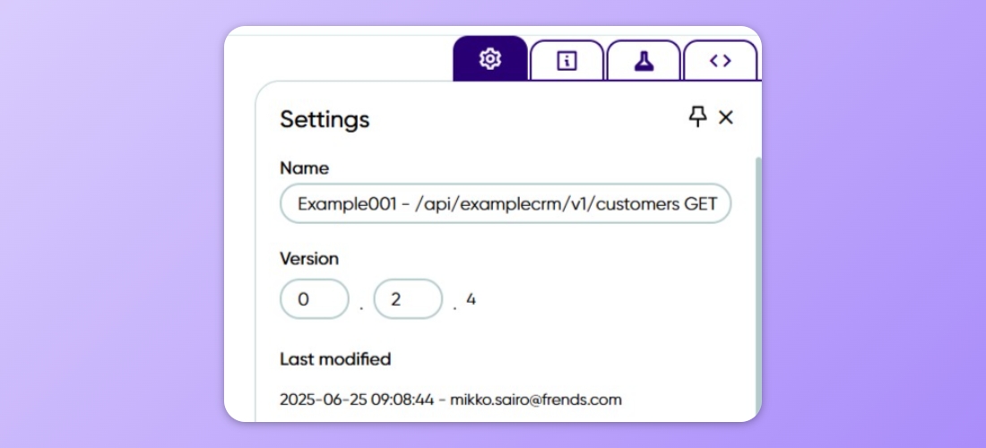 Showing general settings for a Process, focusing on version number.