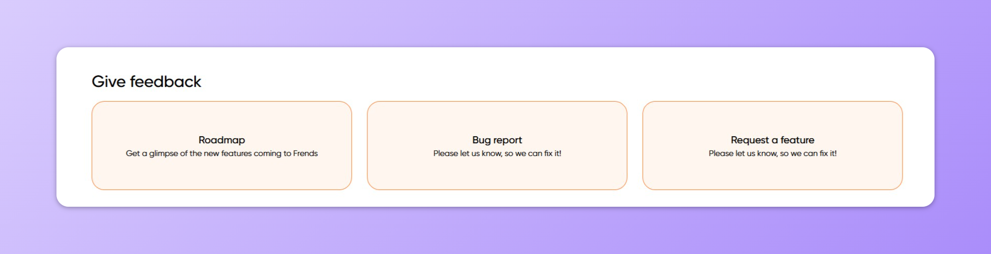 Feedback section of the home page.