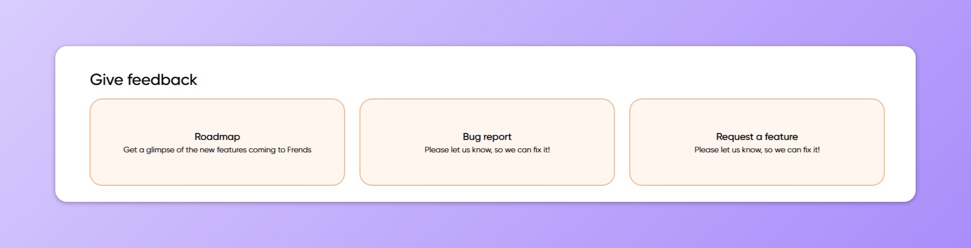 Feedback section of the home page.