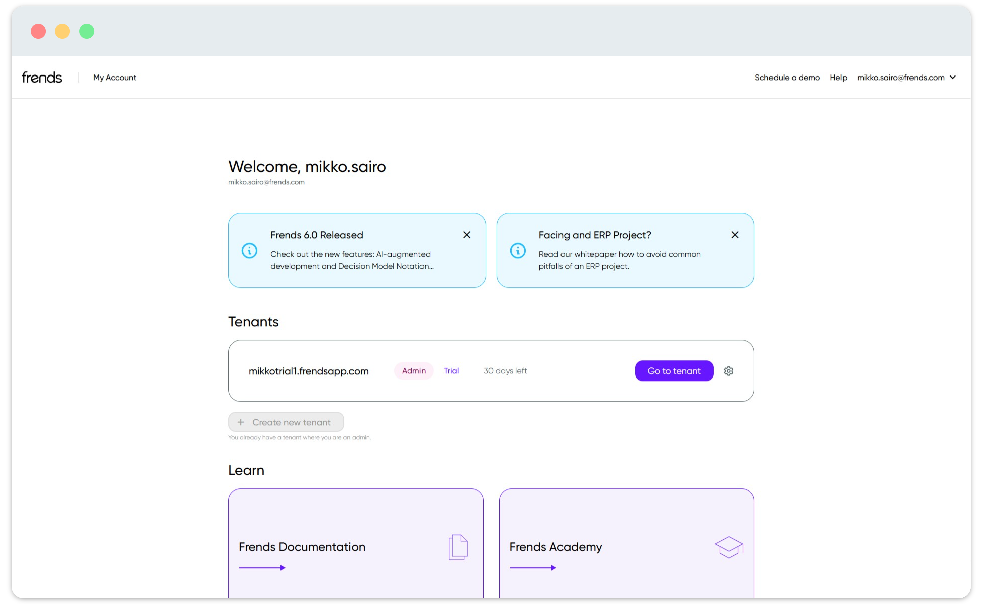 Picture showing Frends Portal landing page.