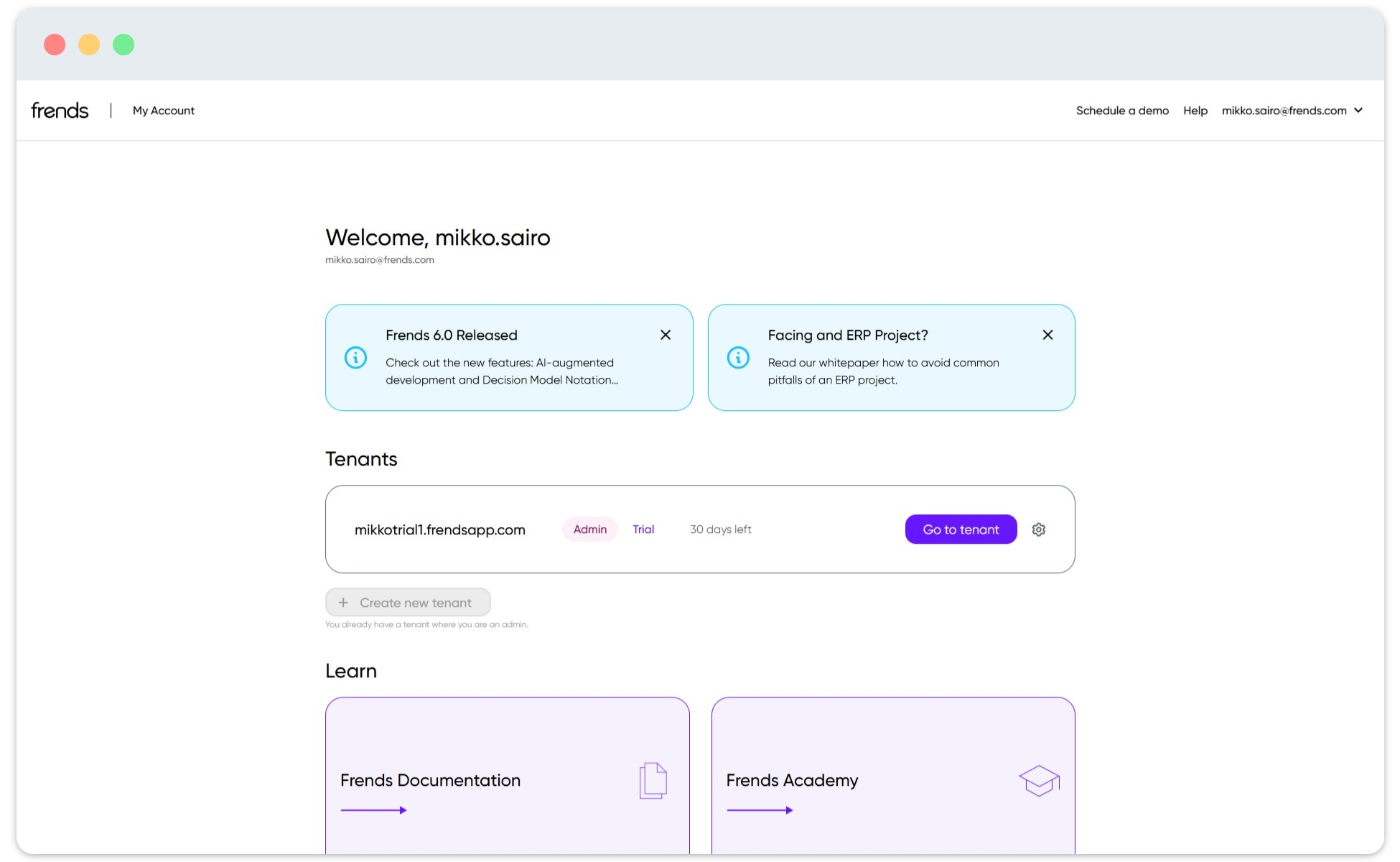 Picture showing Frends Portal landing page.