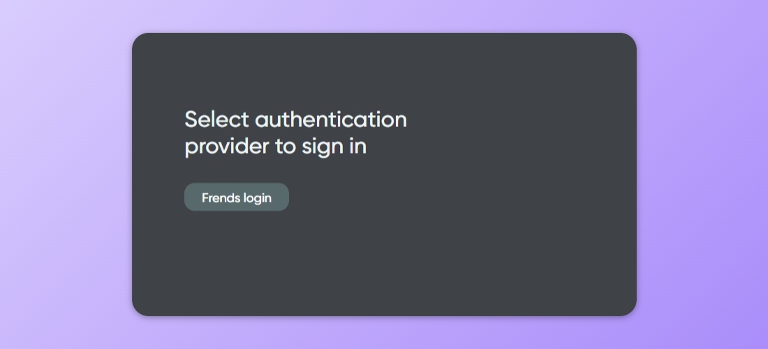 Picture shows the available authentication methods on the Frends Control Panel login screen.