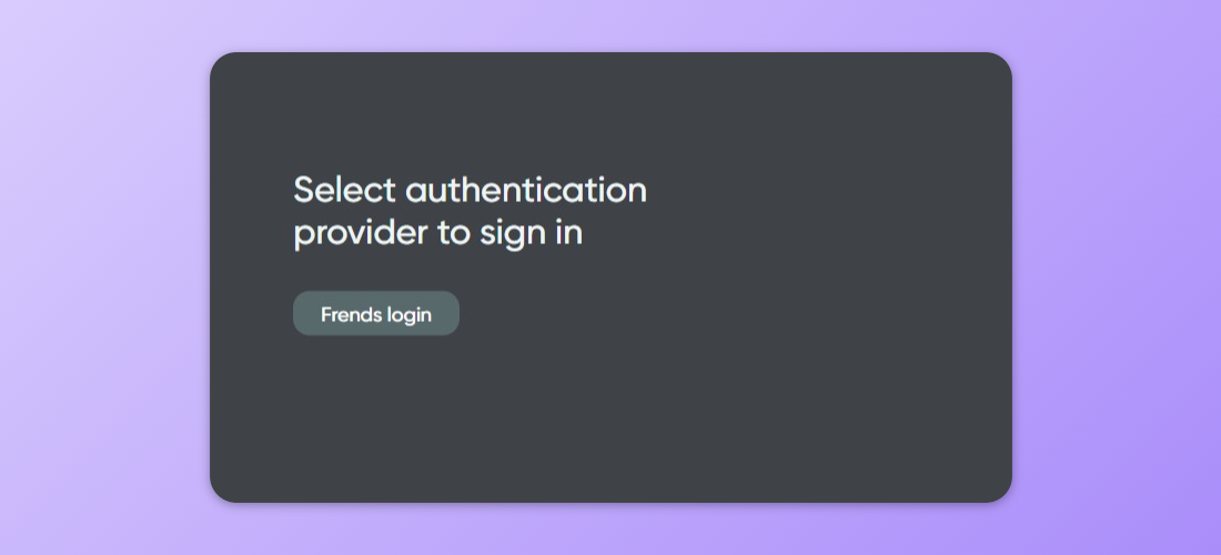 Picture shows the available authentication methods on the Frends Control Panel login screen.
